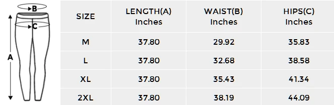Personalized Leggings for Her, High Waist Plus Size size chart