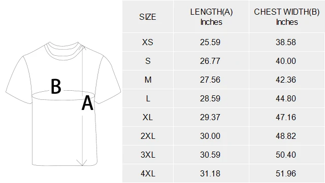 All Over Print Crew Neck Personalized Women's Tee size chart