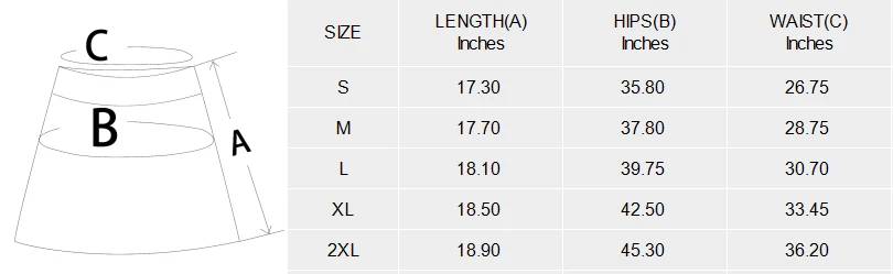Womens Golf Skirt with Pocket, Personalized All Over Print size chart