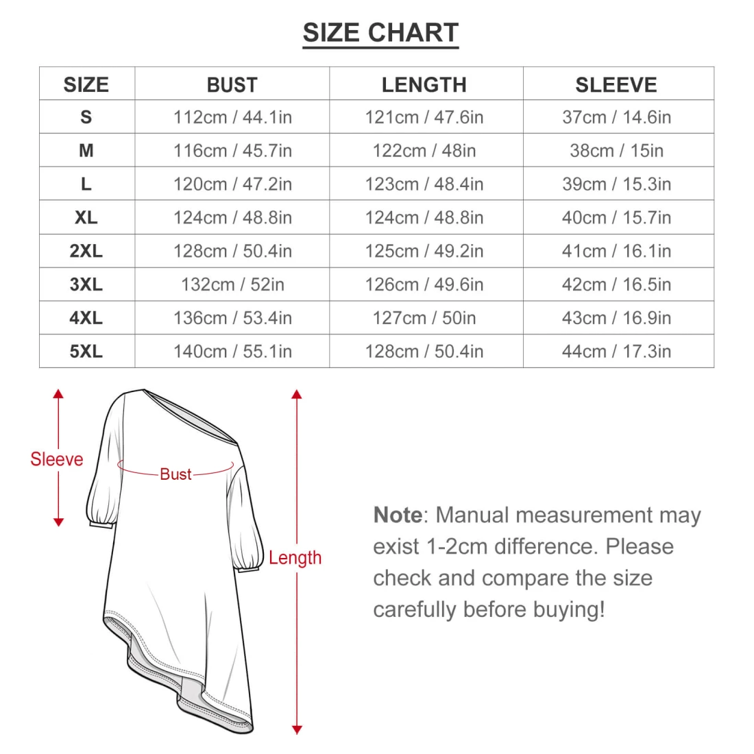 Off Shoulder Two Piece Set With Your Custom Design for Her size chart