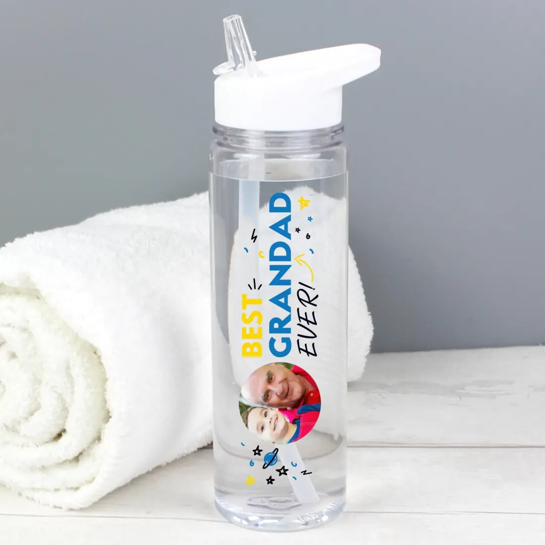 Personalized Grandad Photo Water Bottle, Custom Text Drinks Flask