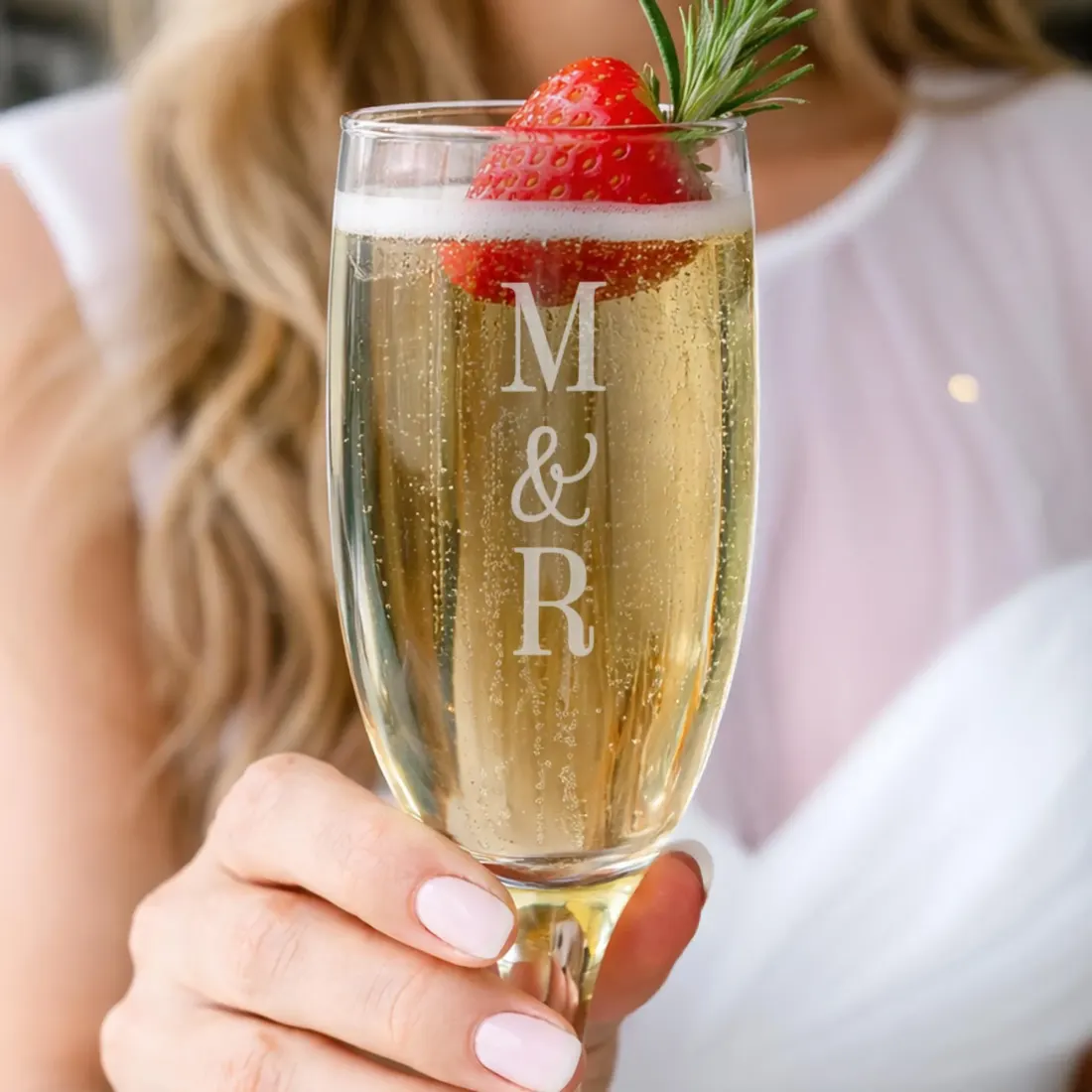 Personalized Couples Initials Champagne Flute, Engraved Wedding Toast Glass, Anniversary Gift