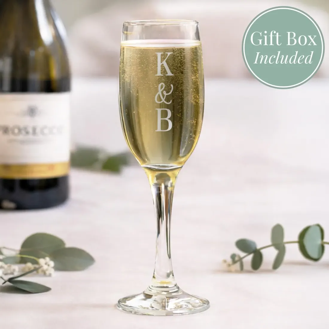 Personalized Couples Initials Champagne Flute, Engraved Wedding Toast Glass, Anniversary Gift — photo 5