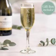 Personalized Couples Initials Champagne Flute, Engraved Wedding Toast Glass, Anniversary Gift thumbnail 5