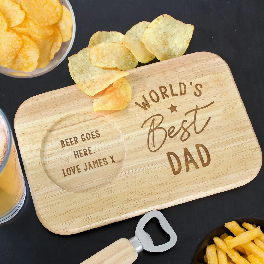 Personalized Wooden Tea and Biscuit Tray, Worlds Dad Gift, Serving Platter