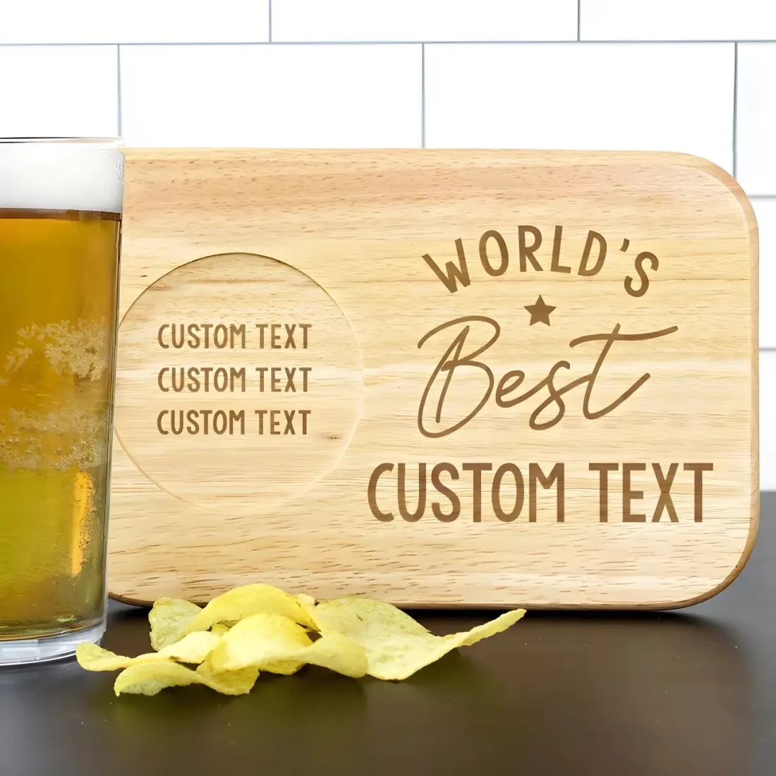 Personalized Wooden Tea and Biscuit Tray, Worlds Dad Gift, Serving Platter — photo 2