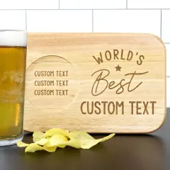 Personalized Wooden Tea and Biscuit Tray, Worlds Dad Gift, Serving Platter thumbnail 2