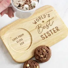 Personalized Wooden Tea and Biscuit Tray, Worlds Dad Gift, Serving Platter thumbnail 3
