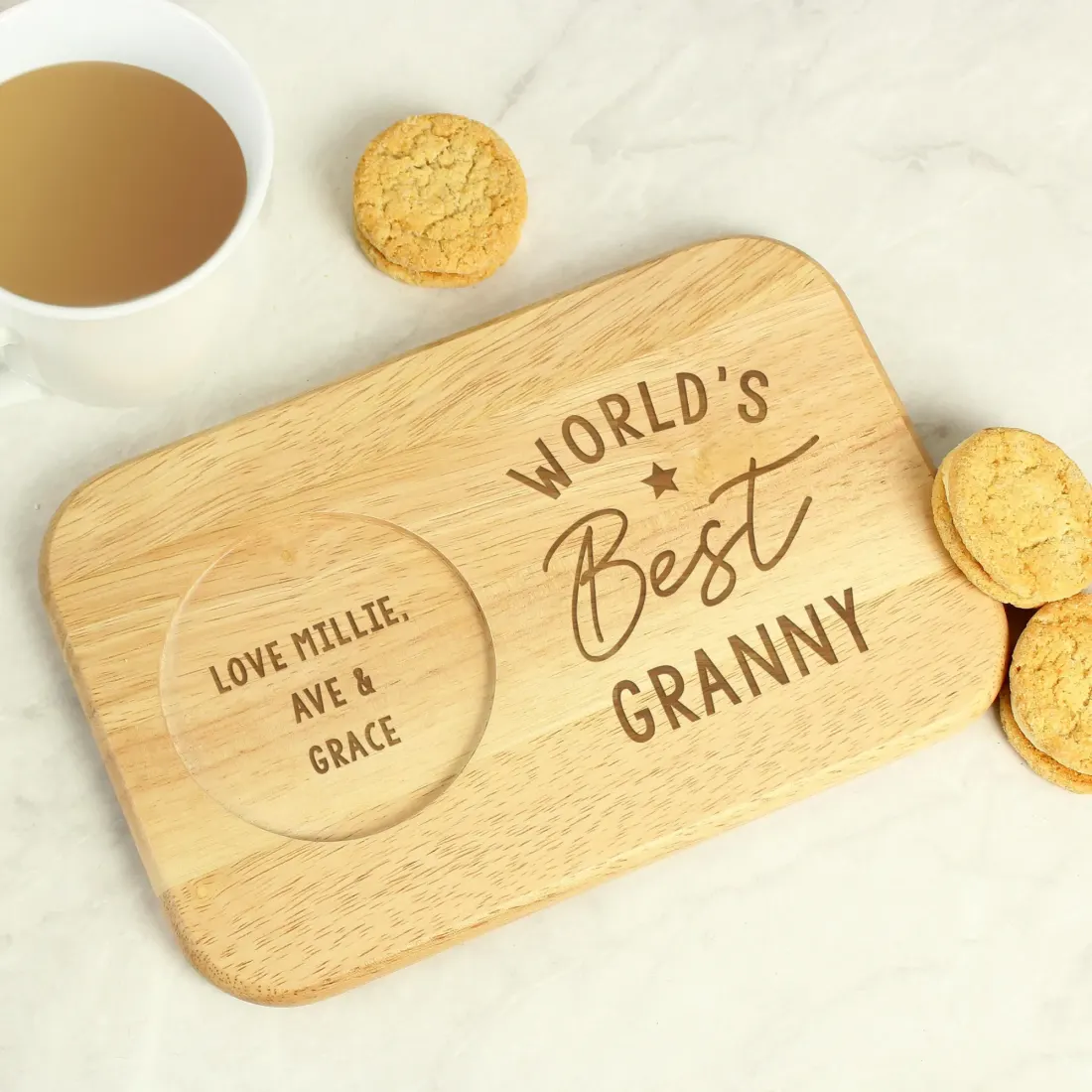 Personalized Wooden Tea and Biscuit Tray, Worlds Dad Gift, Serving Platter — photo 4