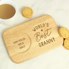 Personalized Wooden Tea and Biscuit Tray, Worlds Dad Gift, Serving Platter thumbnail 4