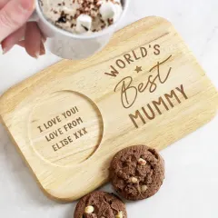 Personalized Wooden Tea and Biscuit Tray, Worlds Dad Gift, Serving Platter thumbnail 5