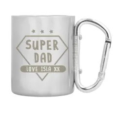 Super Dad Carabiner Mug, Custom Stainless Steel Camping Cup, Personalised Fathers Day Gift thumbnail 5