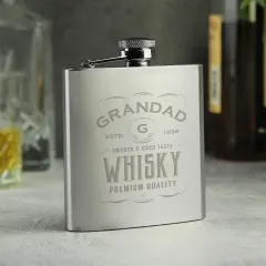 Engraved Stainless Steel Hip Flask, Custom Monogram Whiskey Flask for Men, Groomsmen Gift thumbnail 3