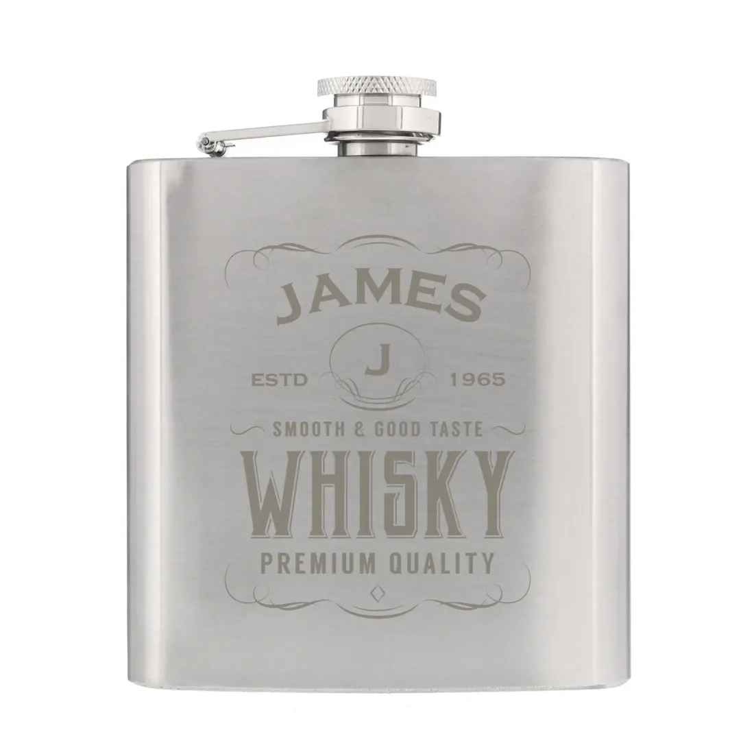 Engraved Stainless Steel Hip Flask, Custom Monogram Whiskey Flask for Men, Groomsmen Gift — photo 6