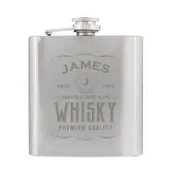 Engraved Stainless Steel Hip Flask, Custom Monogram Whiskey Flask for Men, Groomsmen Gift thumbnail 6