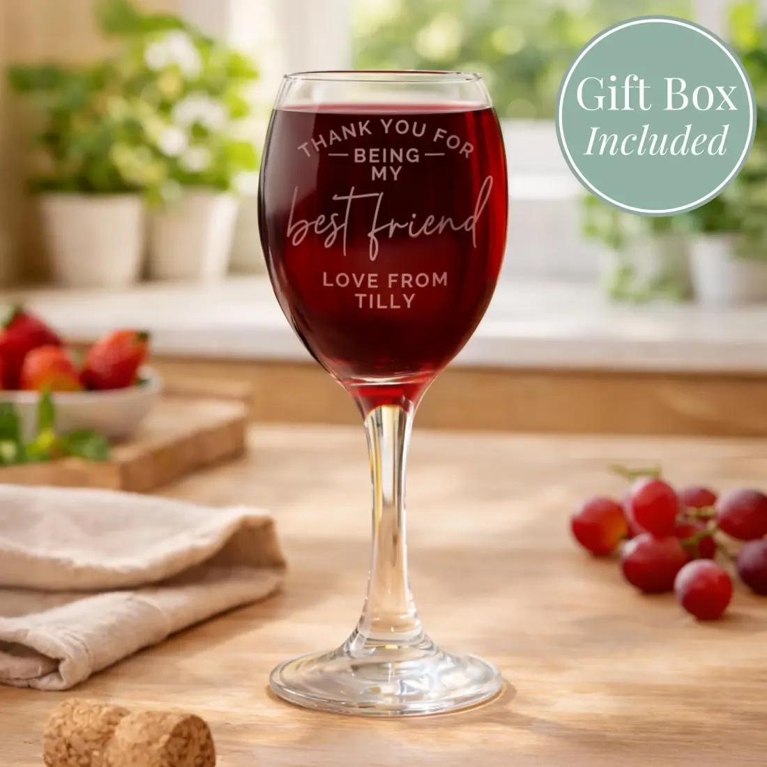 Personalised Engraved Wine Glass, Thank You Keepsake, Gift Box Included — photo 2