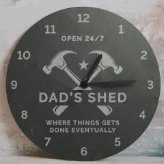 Personalized Tool Slate Clock, Engraved Dad Shed Gift, Workshop Decor Gift for Him thumbnail 1