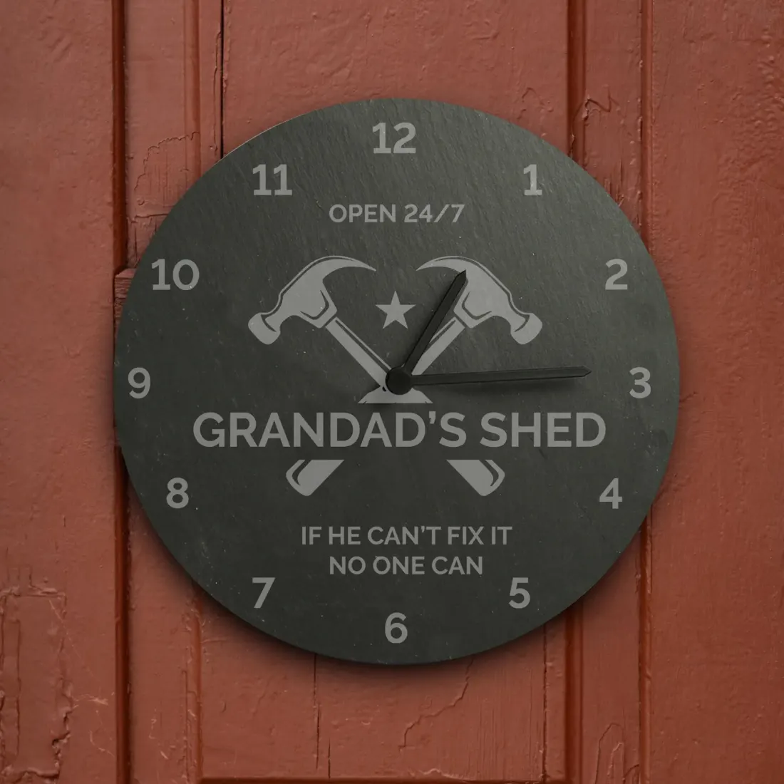 Personalized Tool Slate Clock, Engraved Dad Shed Gift, Workshop Decor Gift for Him — photo 3