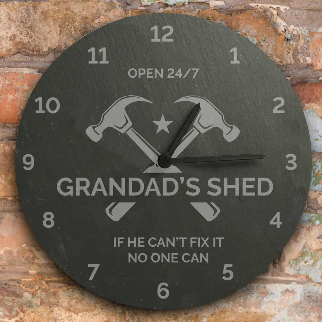 Personalized Tool Slate Clock, Engraved Dad Shed Gift, Workshop Decor Gift for Him — photo 4