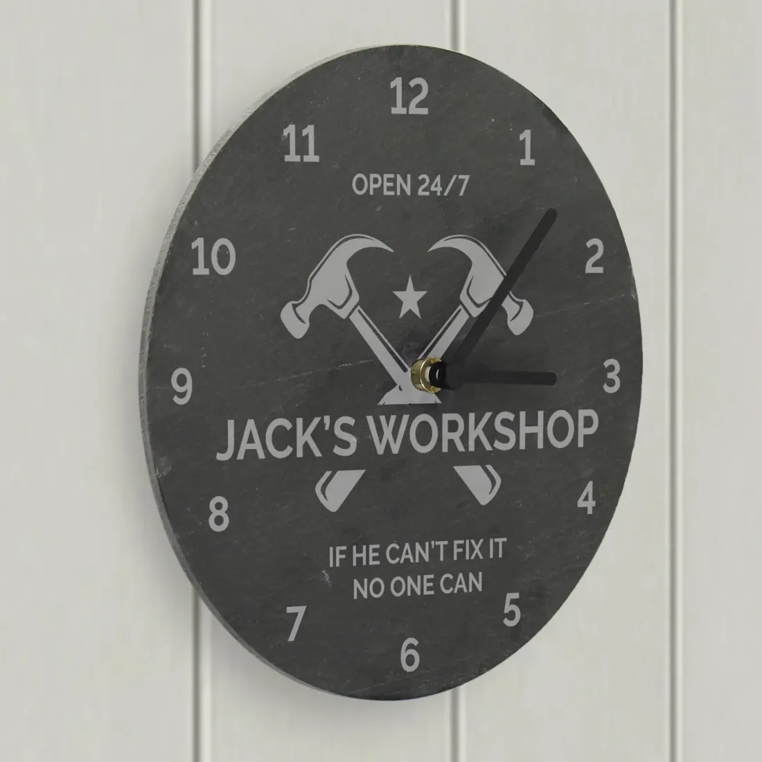 Personalized Tool Slate Clock, Engraved Dad Shed Gift, Workshop Decor Gift for Him — photo 6