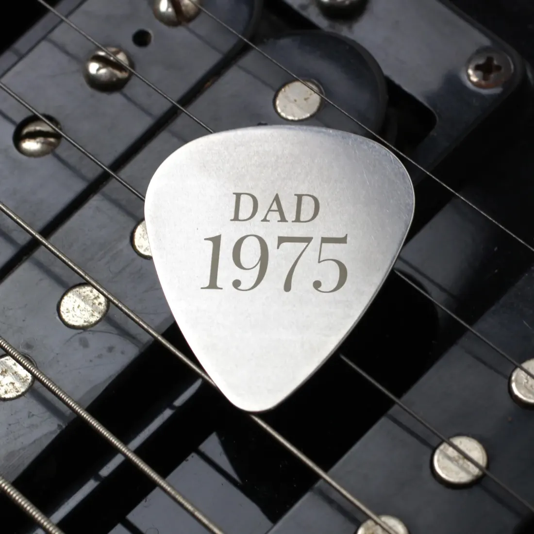 Personalised Silver Guitar Pick Engraved with Name and Year, Custom Plectrum for Musicians — photo 3