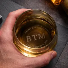 Personalised Custom Message Whiskey Tumbler Glass, Engraved Initials Milestone Birthday Present for Him, 10oz thumbnail 2