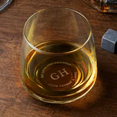 Personalised Custom Message Whiskey Tumbler Glass, Engraved Initials Milestone Birthday Present for Him, 10oz thumbnail 3