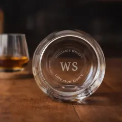 Personalised Custom Message Whiskey Tumbler Glass, Engraved Initials Milestone Birthday Present for Him, 10oz thumbnail 4
