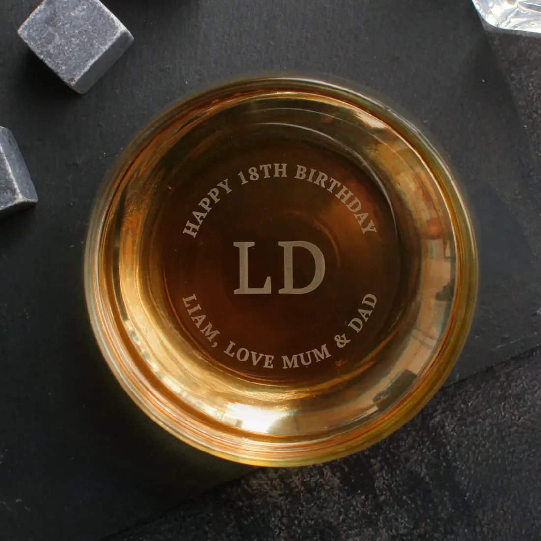 Personalised Custom Message Whiskey Tumbler Glass, Engraved Initials Milestone Birthday Present for Him, 10oz — photo 6