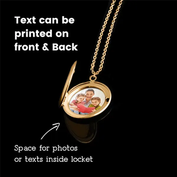 Gold Photo Locket Necklace with Your Picture, Round Keepsake Gift for Mom