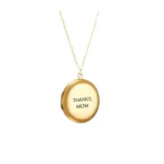 Gold Photo Locket Necklace with Your Picture, Round Keepsake Gift for Mom thumbnail 3
