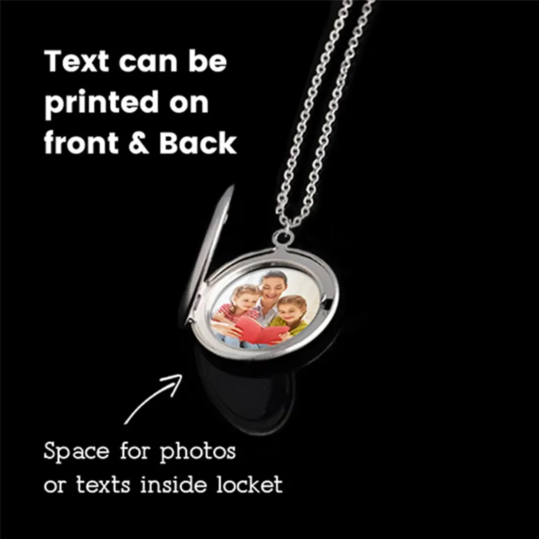 Silver Photo Locket Necklace with Your Picture, Round Gift for Grandma — photo 2