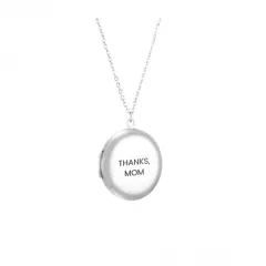 Silver Photo Locket Necklace with Your Picture, Round Gift for Grandma thumbnail 3