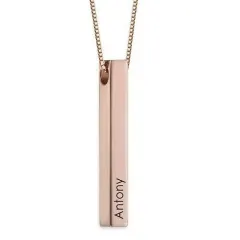 Rose Gold Bar Necklace with Engraved Name and Date, Four-Sided Gift for Her thumbnail 1