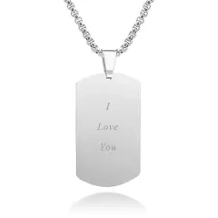 Engraved Photo Dog Tag with Back Message, Custom Necklace Gift for Him thumbnail 4