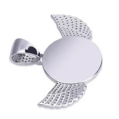 Silver Wings Photo Pendant with Cubic Zirconia Stones and Rope Chain thumbnail 4