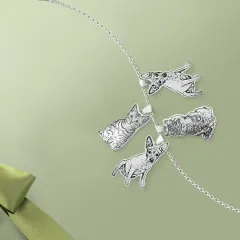 Four Pet Photo Necklace with Engraved Charms, Gift for Dog and Cat Lovers thumbnail 2