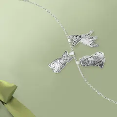 Three Pet Photo Necklace with Engraved Charms, Gift for Pet Moms and Dads thumbnail 2