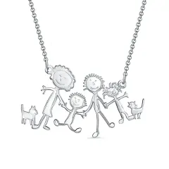 Custom Kids Drawing Necklace, Child's Artwork Pendant Gift for Mom or Grandma thumbnail 2