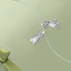Two Pet Photo Necklace with Engraved Charms, Gift for Dog and Cat Owners thumbnail 2