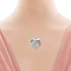 Engraved Heart Photo Necklace with Custom Message on Back, Gift for Mom thumbnail 3