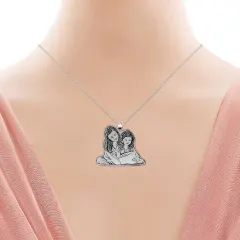 Photo Necklace for Mom, Engraved Cutout Pendant, Mother's Day Gift thumbnail 3