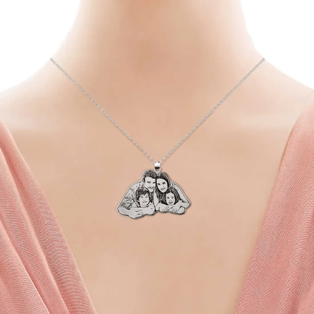 Custom Family Photo Necklace with Engraved Back, Gift for Mom and Grandma — photo 3