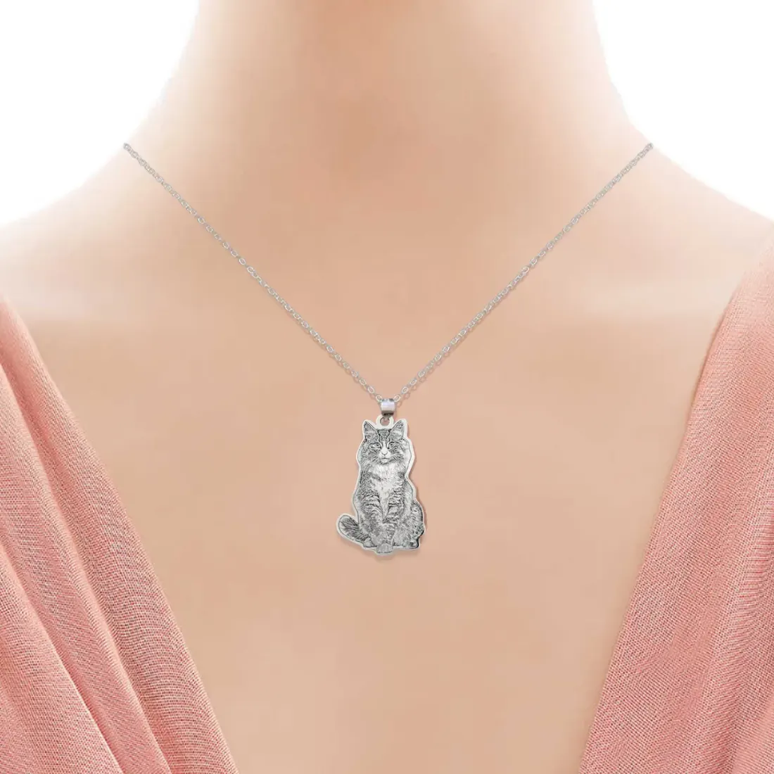 Custom Pet Photo Necklace, Engraved Dog or Cat Pendant, Memorial Gift — photo 3