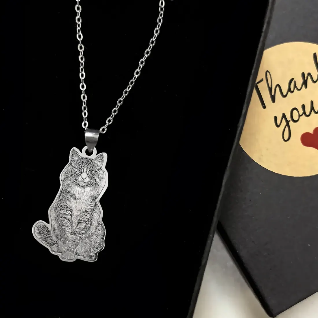 Custom Pet Photo Necklace, Engraved Dog or Cat Pendant, Memorial Gift — photo 4