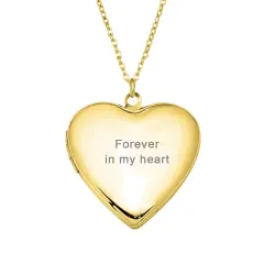 Gold Heart Photo Locket Necklace with Engraving, Valentine's Gift for Her thumbnail 2