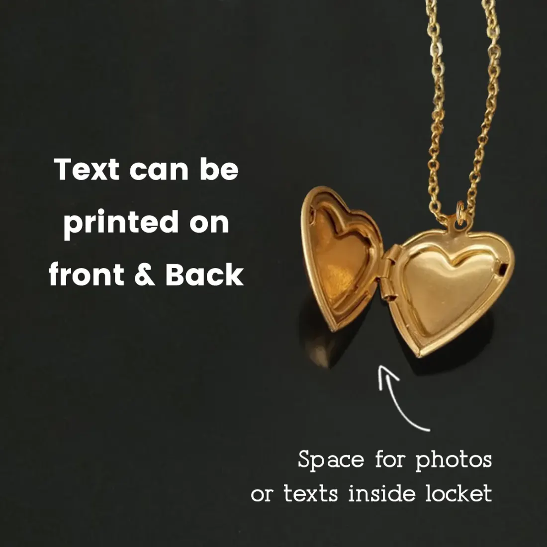 Gold Heart Photo Locket Necklace with Engraving, Valentine's Gift for Her — photo 3