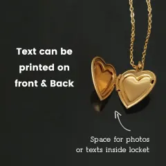 Gold Heart Photo Locket Necklace with Engraving, Valentine's Gift for Her thumbnail 3