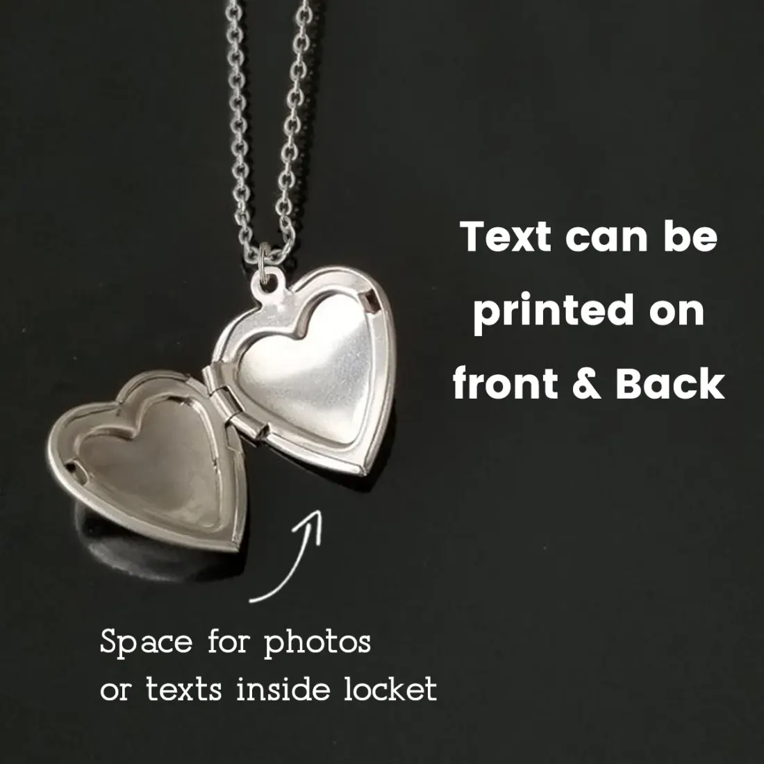 Silver Heart Photo Locket Necklace with Engraving, Family Photo Gift for Mom — photo 2