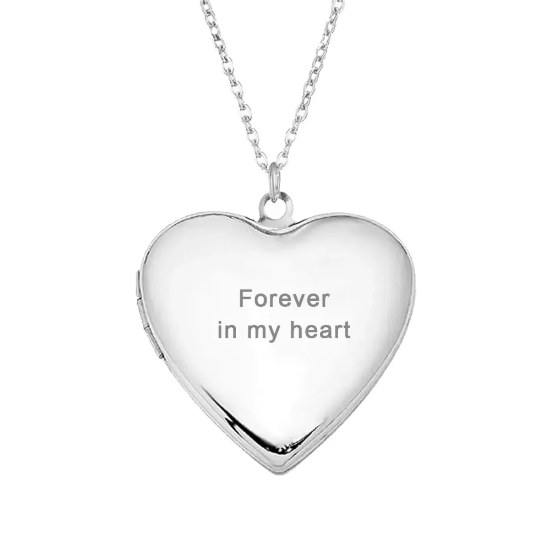 Silver Heart Photo Locket Necklace with Engraving, Family Photo Gift for Mom — photo 3